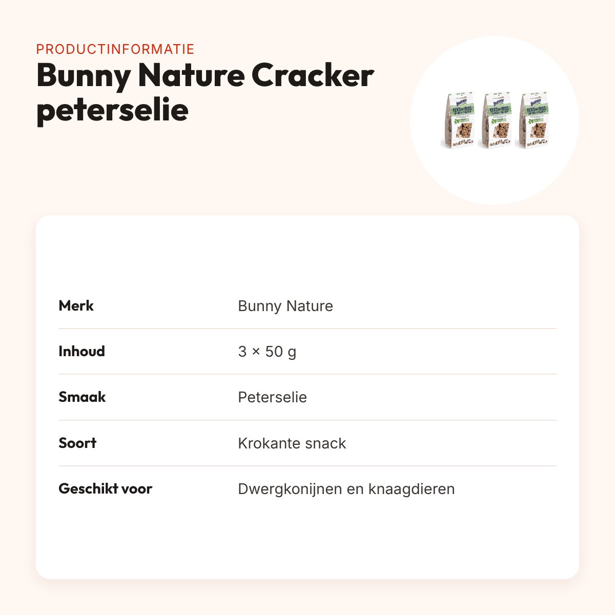 Bunny Nature Crunchy Cracker peterselie 50 g – multipack 3 stuks – productinformatie