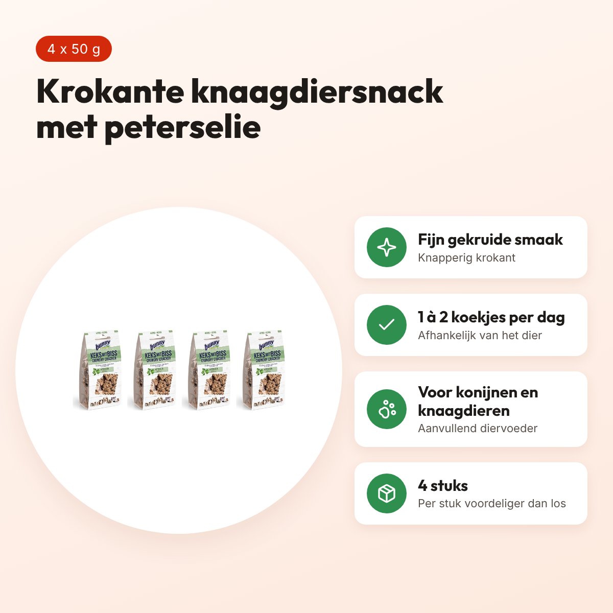 Bunny Nature Crunchy Cracker peterselie 50 g – multipack 4 stuks – voordelen