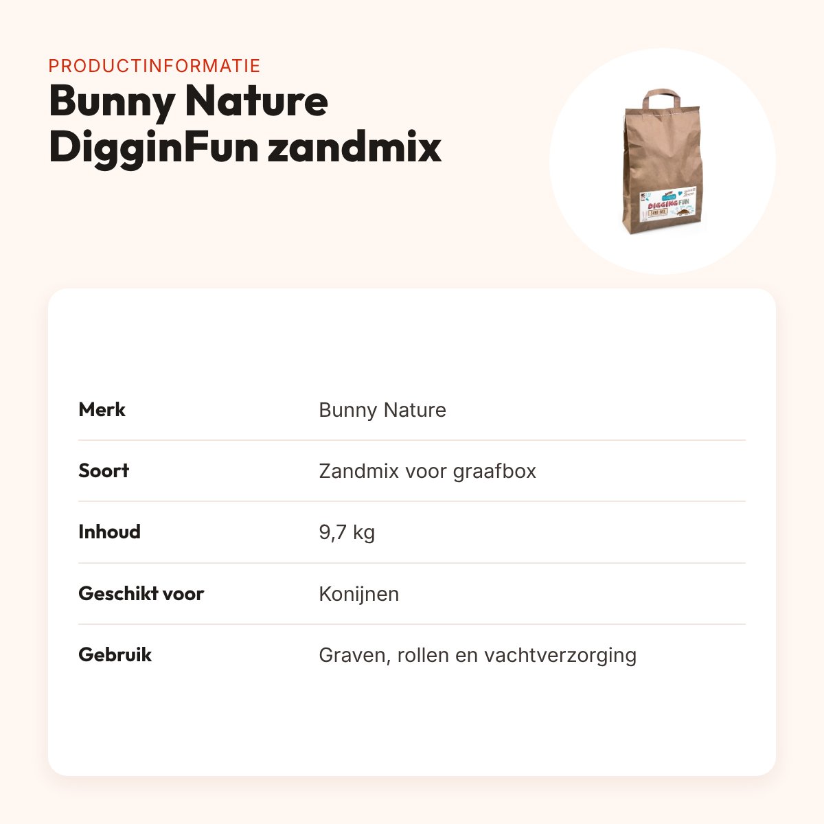 Bunny Nature DigginFun zandmix voor graafbox 9,7 kg – konijnen – productinformatie