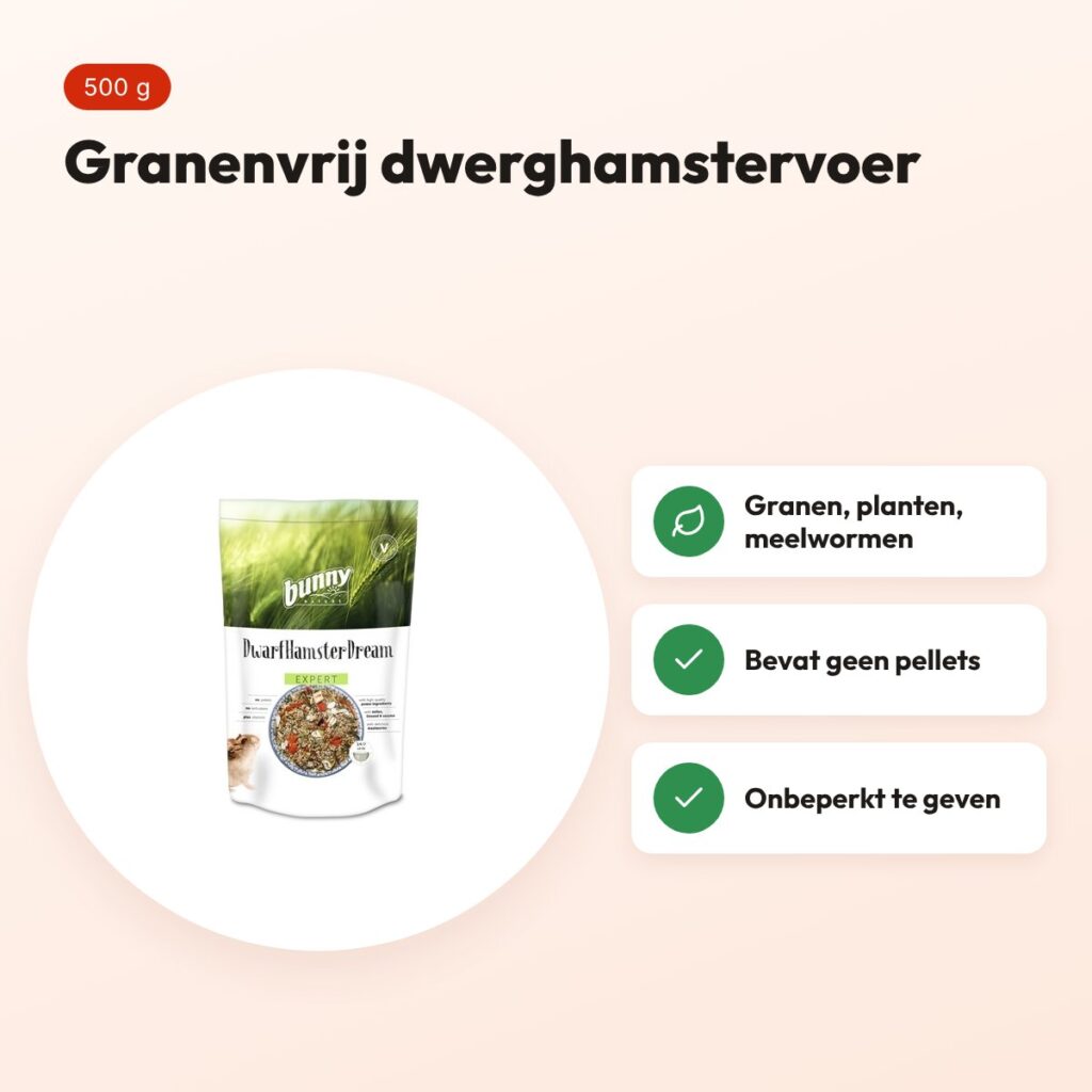 Bunny Nature Dwerghamsterdroom Expert 500 g – granenvrij – voordelen