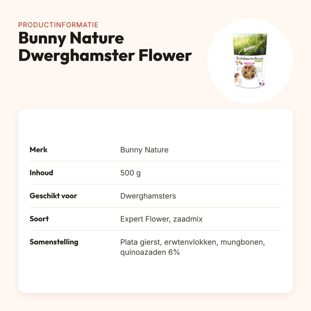 Bunny Nature Dwerghamsterdroom Expert Flower 500 g – productinformatie