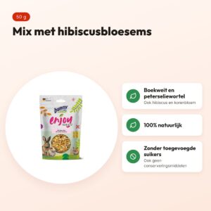 Bunny Nature Enjoynature mix met hibiscusbloesems 50 g – kleine knaagdieren – voordelen