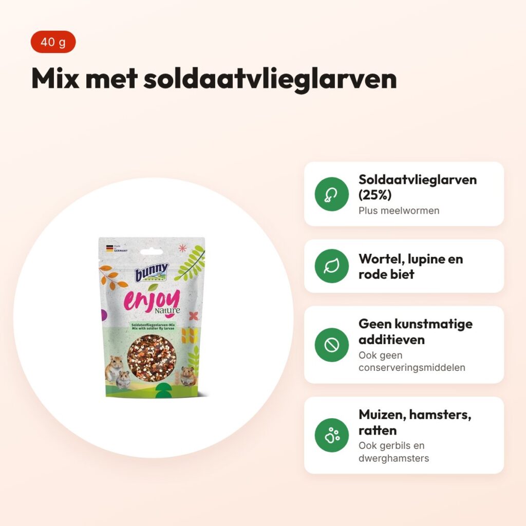 Bunny Nature Enjoynature mix met soldaatvlieglarven 40 g – knaagdieren – voordelen