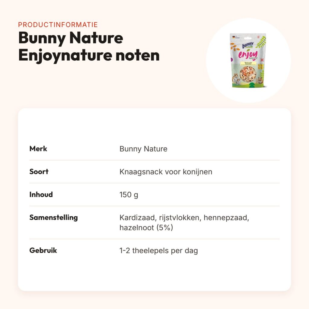 Bunny Nature Enjoynature notenkraker 150 g – knaagsnack voor konijnen – productinformatie