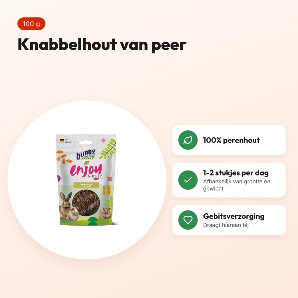Bunny Nature Enjoynature perenhout 100 g – knabbelhout voor knaagdieren – voordelen