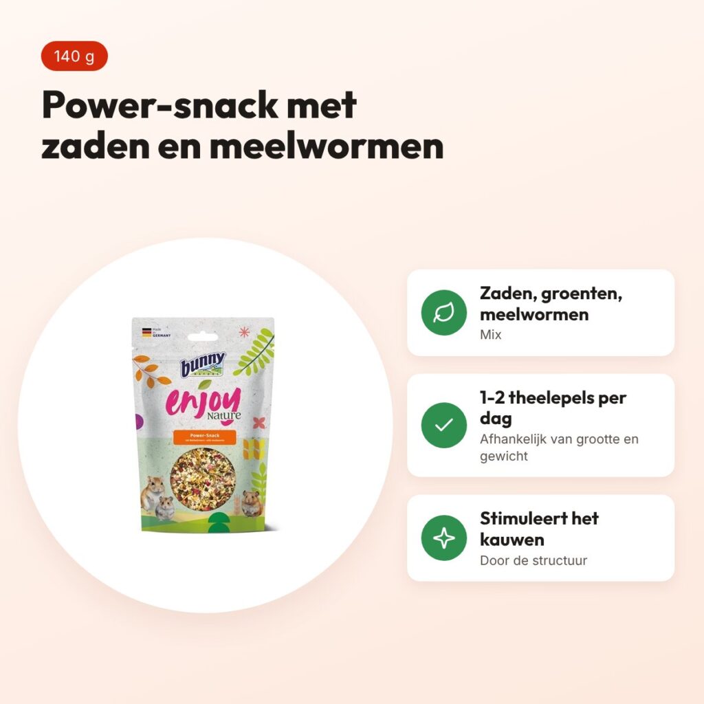 Bunny Nature Enjoynature Power-Snack 140 g – zaden, groenten en meelwormen – voordelen