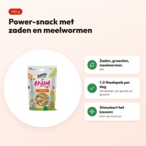 Bunny Nature Enjoynature Power-Snack 140 g – zaden, groenten en meelwormen – voordelen