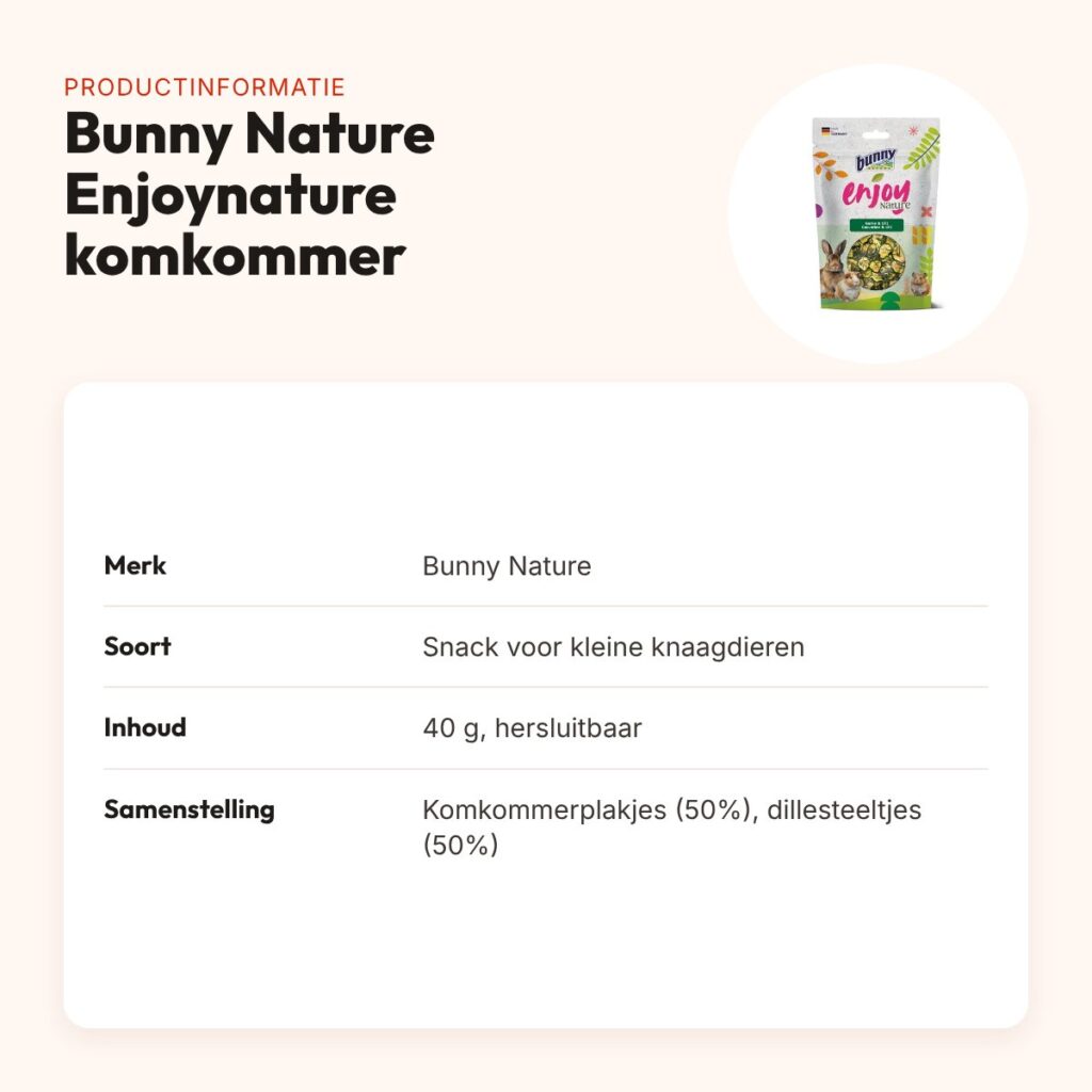 Bunny Nature Enjoynature snack komkommer en dille 40 g – kleine knaagdieren – productinformatie