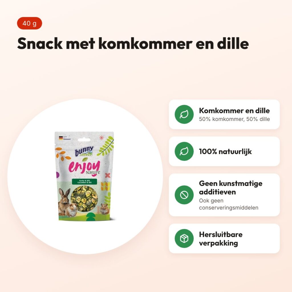 Bunny Nature Enjoynature snack komkommer en dille 40 g – kleine knaagdieren – voordelen