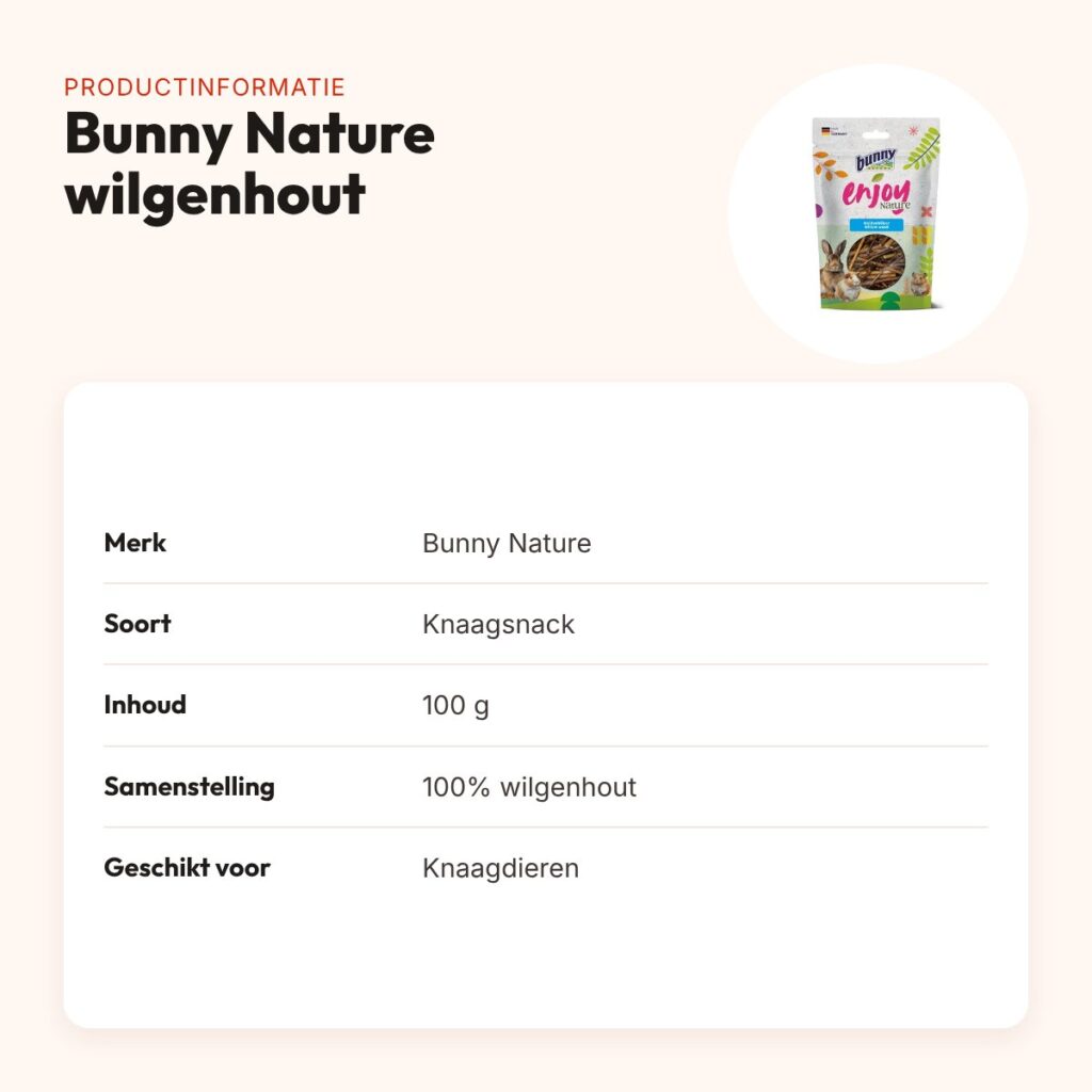 Bunny Nature Enjoynature wilgenhout 100 g – knaagsnack voor knaagdieren – productinformatie