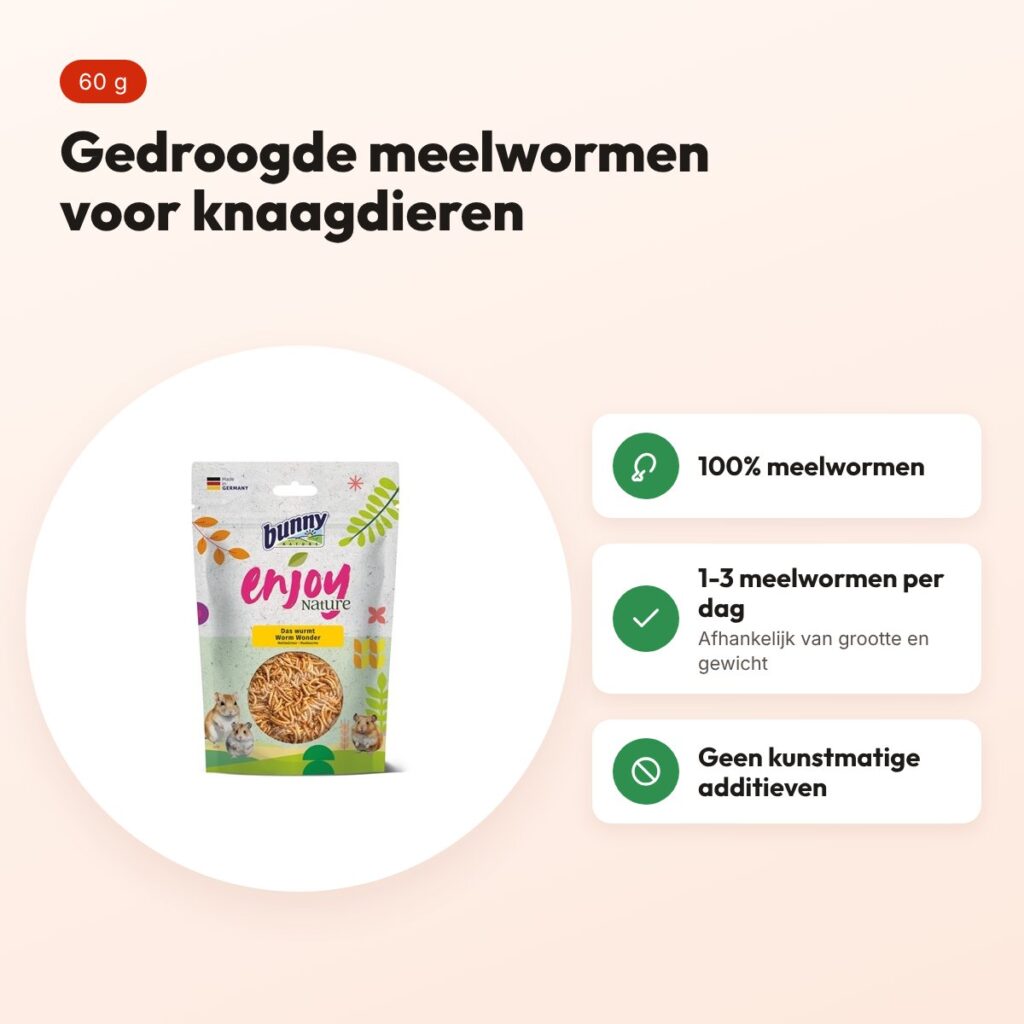 Bunny Nature Enjoynature Worm Wonder 60 g – meelwormen voor knaagdieren – voordelen