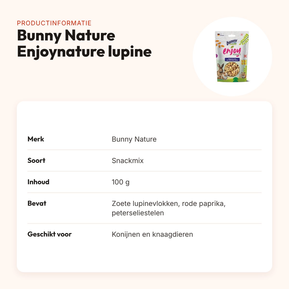 Bunny Nature Enjoynature zoete lupine mix 100 g – konijnen en knaagdieren – productinformatie