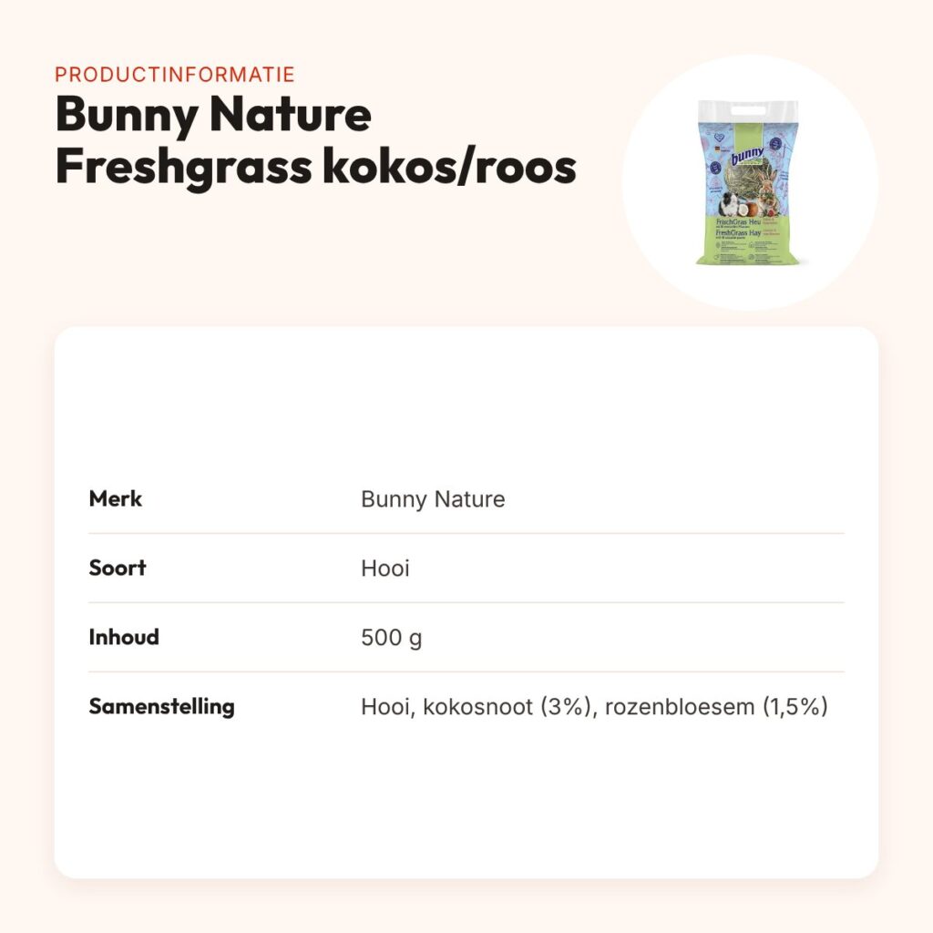 Bunny Nature Freshgrass hooi met kokos en rozenbloesem 500 g – productinformatie