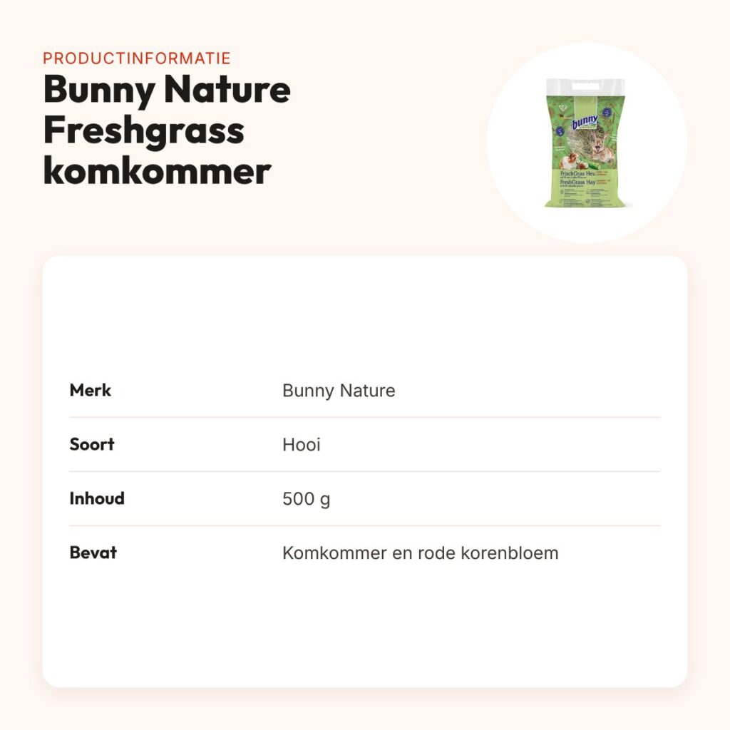 Bunny Nature Freshgrass hooi met komkommer en rode korenbloem 500 g – productinformatie