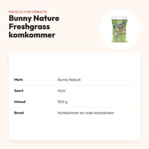 Bunny Nature Freshgrass hooi met komkommer en rode korenbloem 500 g – productinformatie