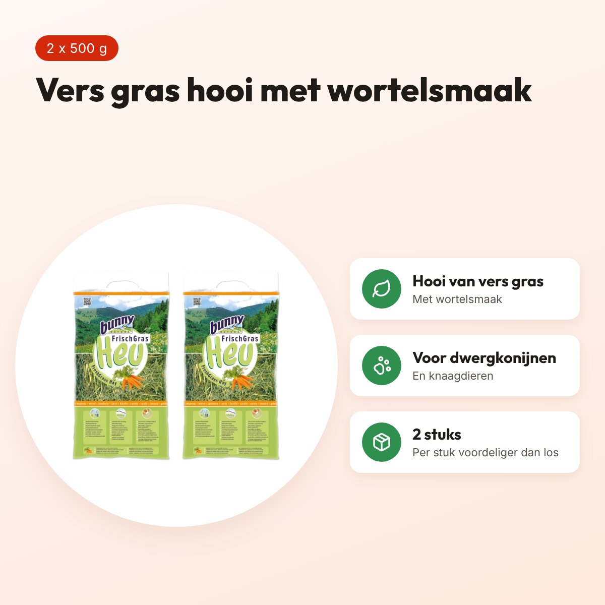 Bunny Nature FrischGras hooi met wortel 500 g – multipack 2 stuks – voordelen