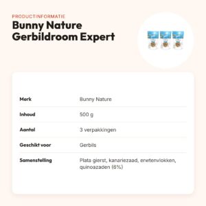 Bunny Nature Gerbildroom Expert gerbilvoer 500 g – multipack 3 stuks – productinformatie