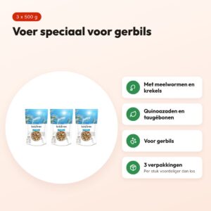Bunny Nature Gerbildroom Expert gerbilvoer 500 g – multipack 3 stuks – voordelen