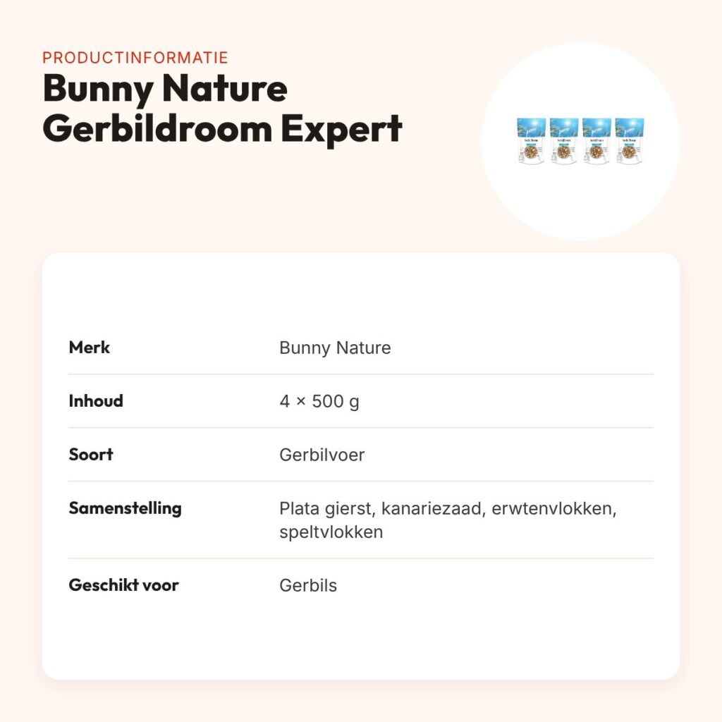 Bunny Nature gerbilvoer Gerbildroom Expert 500 g – multipack 4 stuks – productinformatie