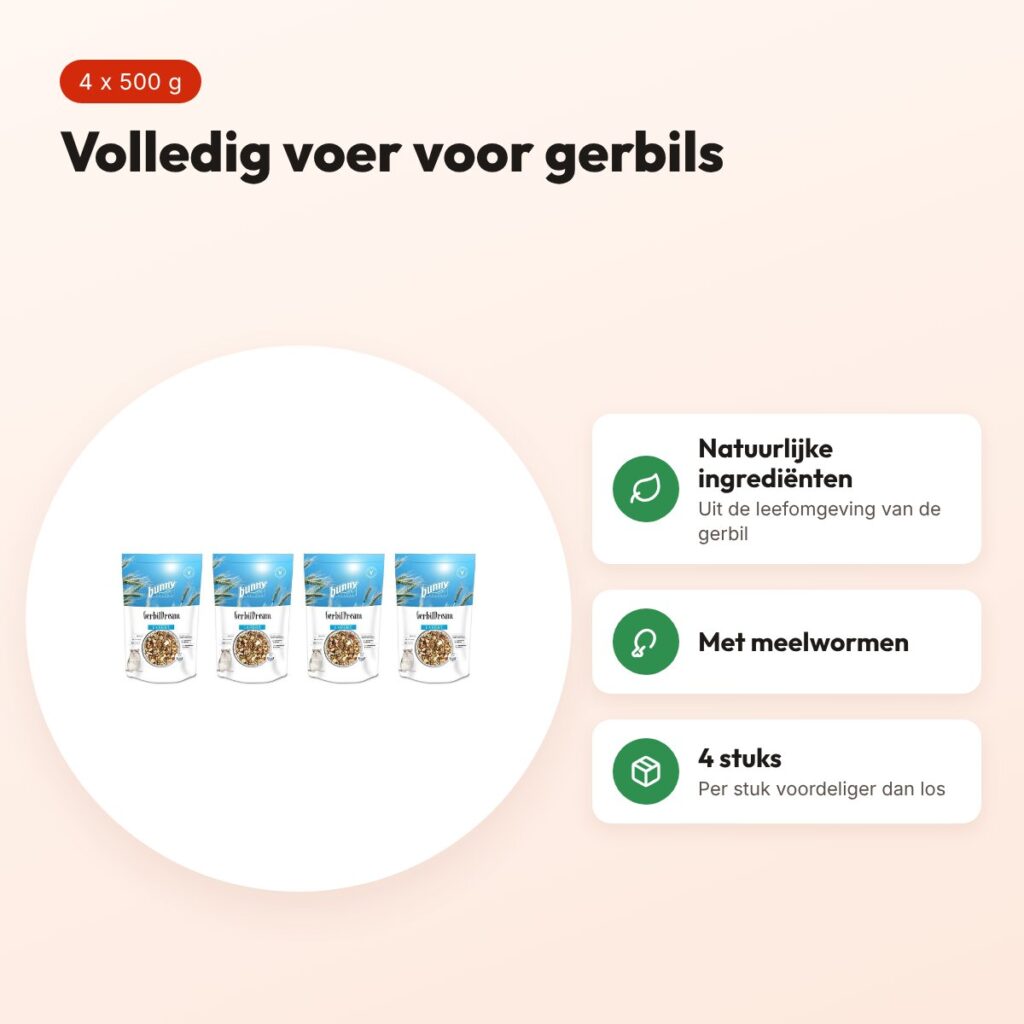 Bunny Nature gerbilvoer Gerbildroom Expert 500 g – multipack 4 stuks – voordelen
