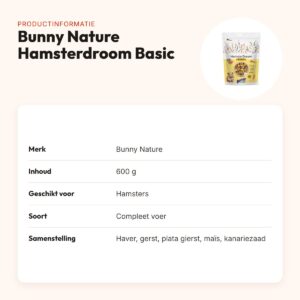 Bunny Nature Hamsterdroom Basic 600 g – compleet hamstervoer – productinformatie