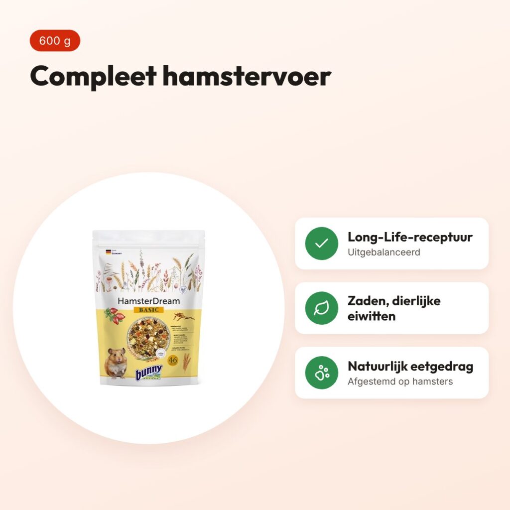 Bunny Nature Hamsterdroom Basic 600 g – compleet hamstervoer – voordelen