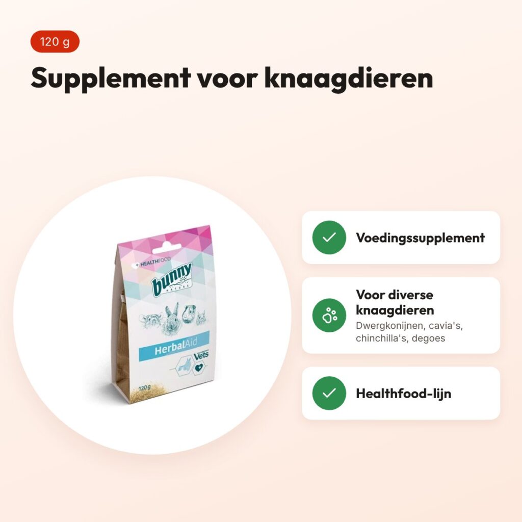 Bunny Nature Healthfood Herbalaid 120 g – supplement voor knaagdieren – voordelen