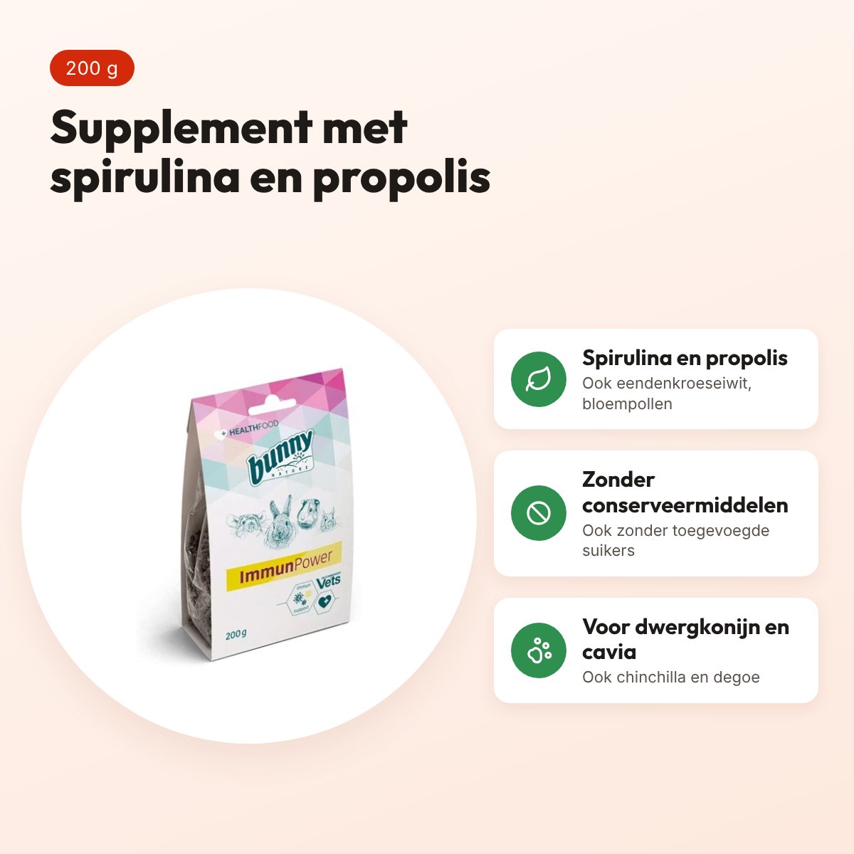 Bunny Nature Healthfood Immunpower 200 g – supplement voor knaagdieren – voordelen