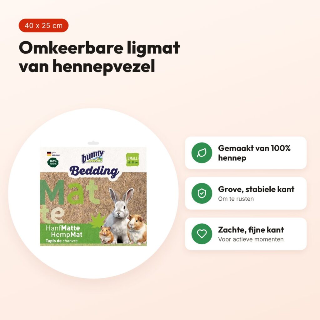 Bunny Nature Hemp-Mat hennepvezelmat S 40 x 25 cm – omkeerbare ligmat – voordelen