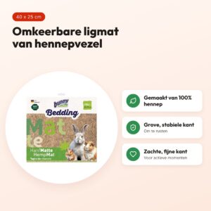 Bunny Nature Hemp-Mat hennepvezelmat S 40 x 25 cm – omkeerbare ligmat – voordelen