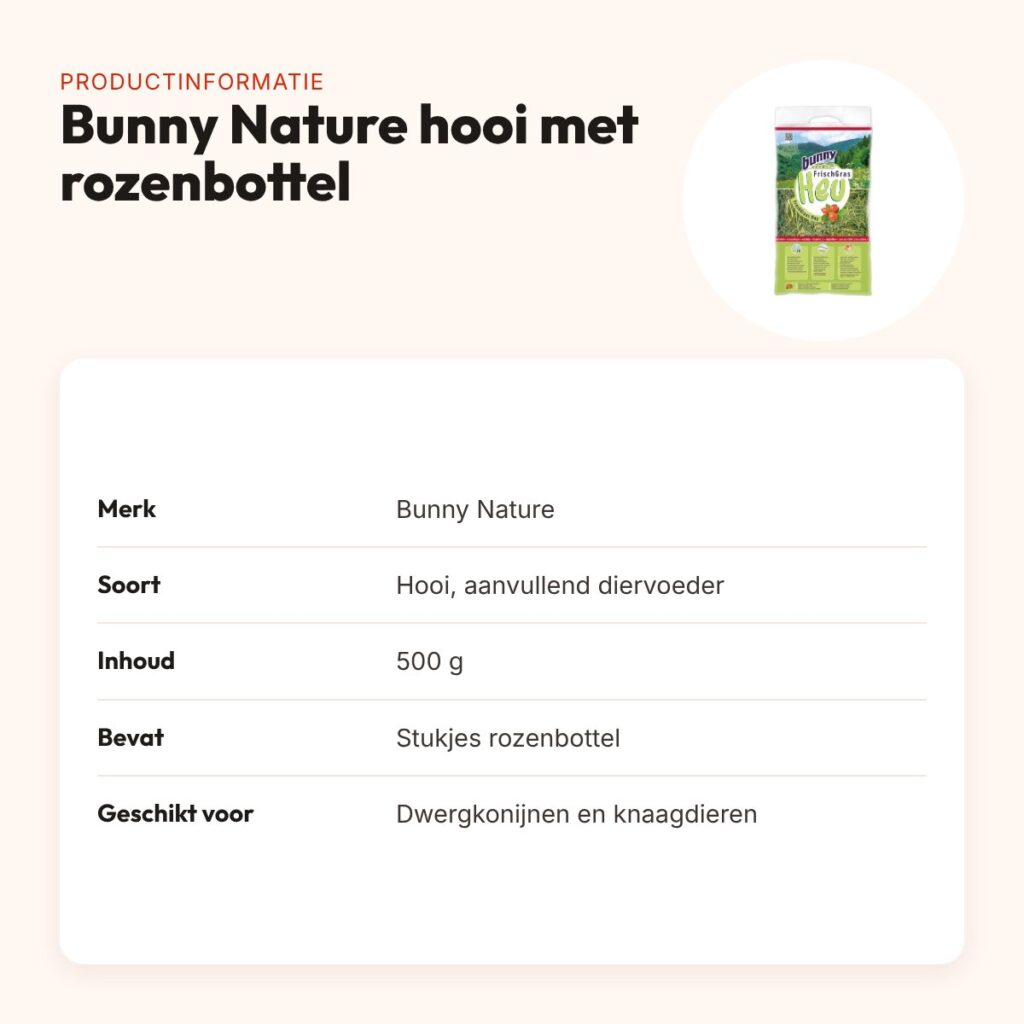 Bunny Nature hooi met rozenbottel 500 g – knaagdieren – productinformatie