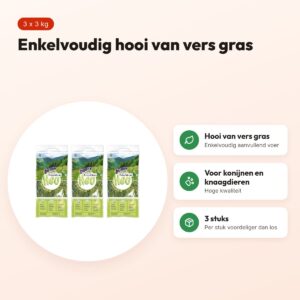 Bunny Nature hooi Vers Gras 3 kg – multipack 3 stuks – voordelen