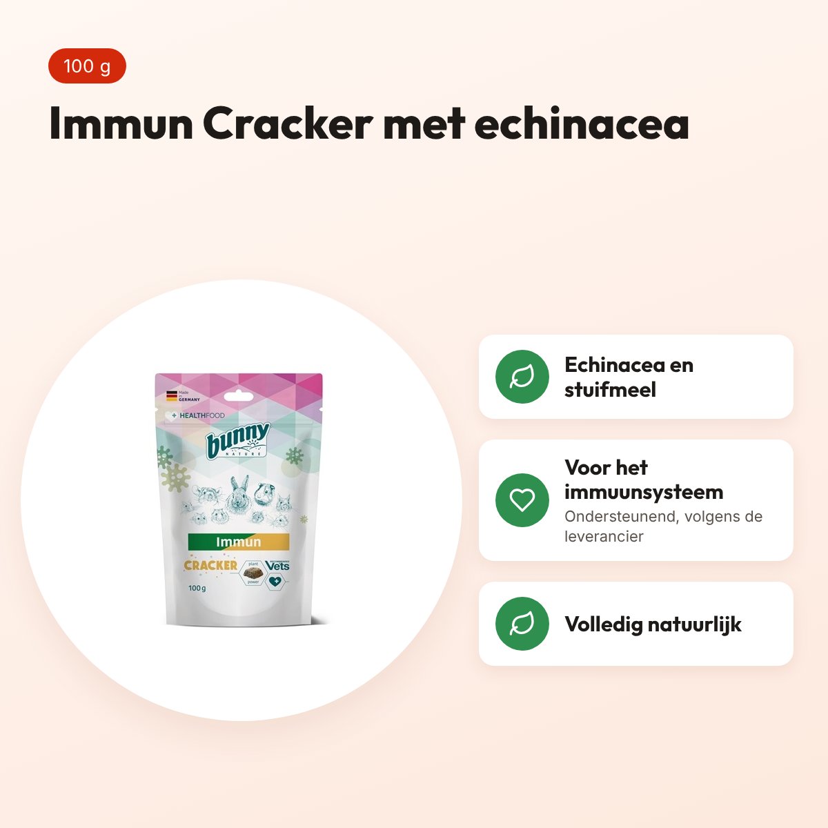 Bunny Nature Immun Cracker 100 g – met echinacea en stuifmeel – voordelen