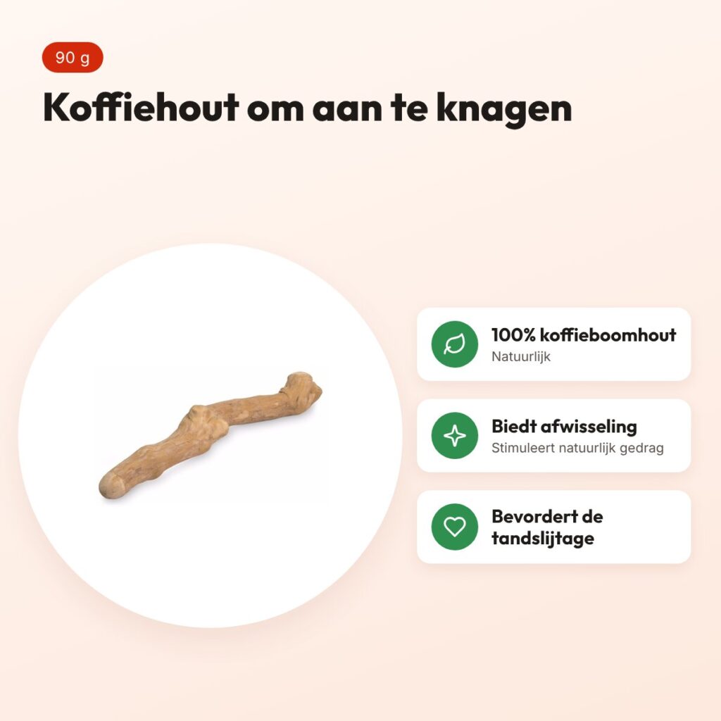 Bunny Nature koffiehout 90 g – knaaghout voor dwergkonijnen en knaagdieren – voordelen