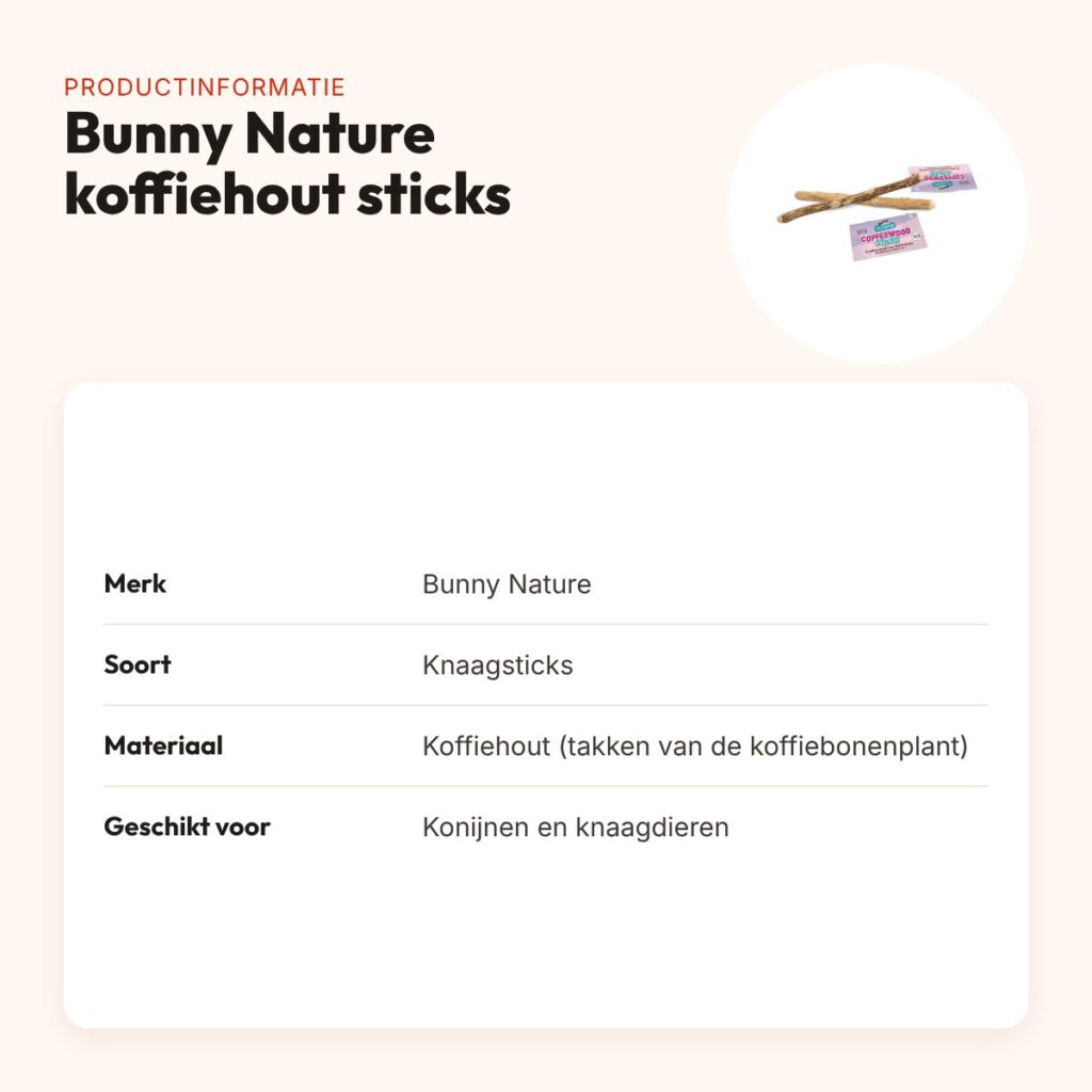 Bunny Nature koffiehout sticks – knaagsnack voor konijnen en knaagdieren – productinformatie