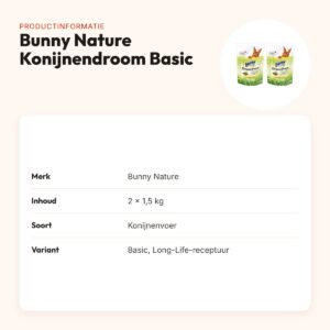 Bunny Nature Konijnendroom Basic konijnenvoer 1,5 kg – multipack 2 stuks – productinformatie