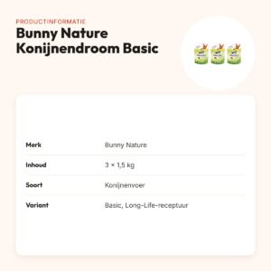 Bunny Nature Konijnendroom Basic konijnenvoer 1,5 kg – multipack 3 stuks – productinformatie