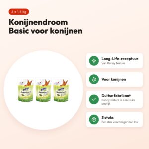 Bunny Nature Konijnendroom Basic konijnenvoer 1,5 kg – multipack 3 stuks – voordelen