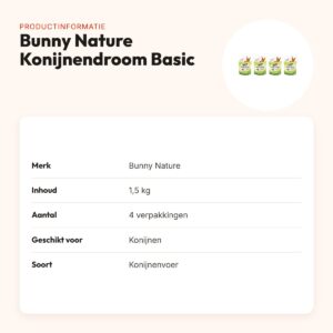 Bunny Nature Konijnendroom Basic konijnenvoer 1,5 kg – multipack 4 stuks – productinformatie