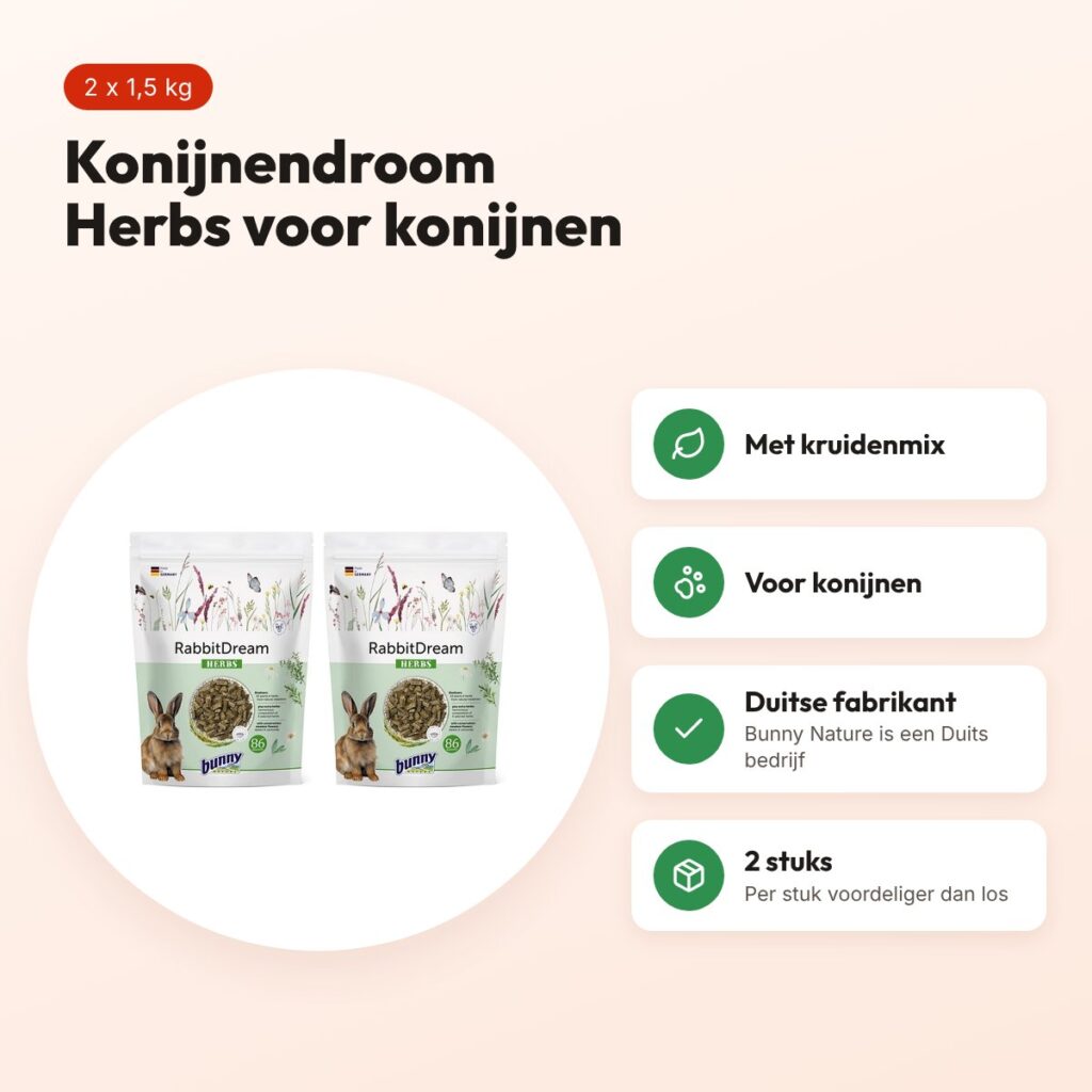 Bunny Nature Konijnendroom Herbs konijnenvoer 1,5 kg – multipack 2 stuks – voordelen