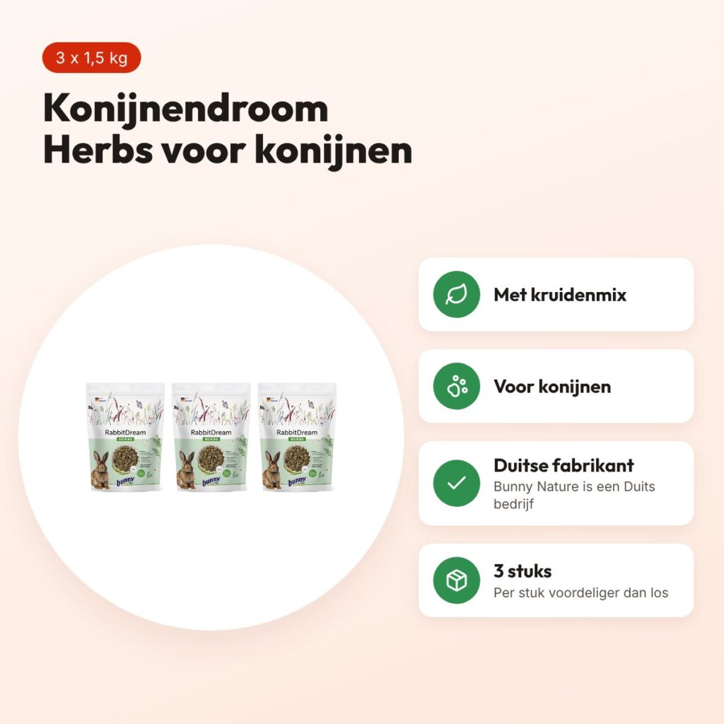 Bunny Nature Konijnendroom Herbs konijnenvoer 1,5 kg – multipack 3 stuks – voordelen