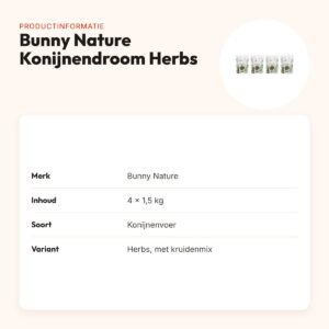 Bunny Nature Konijnendroom Herbs konijnenvoer 1,5 kg – multipack 4 stuks – productinformatie