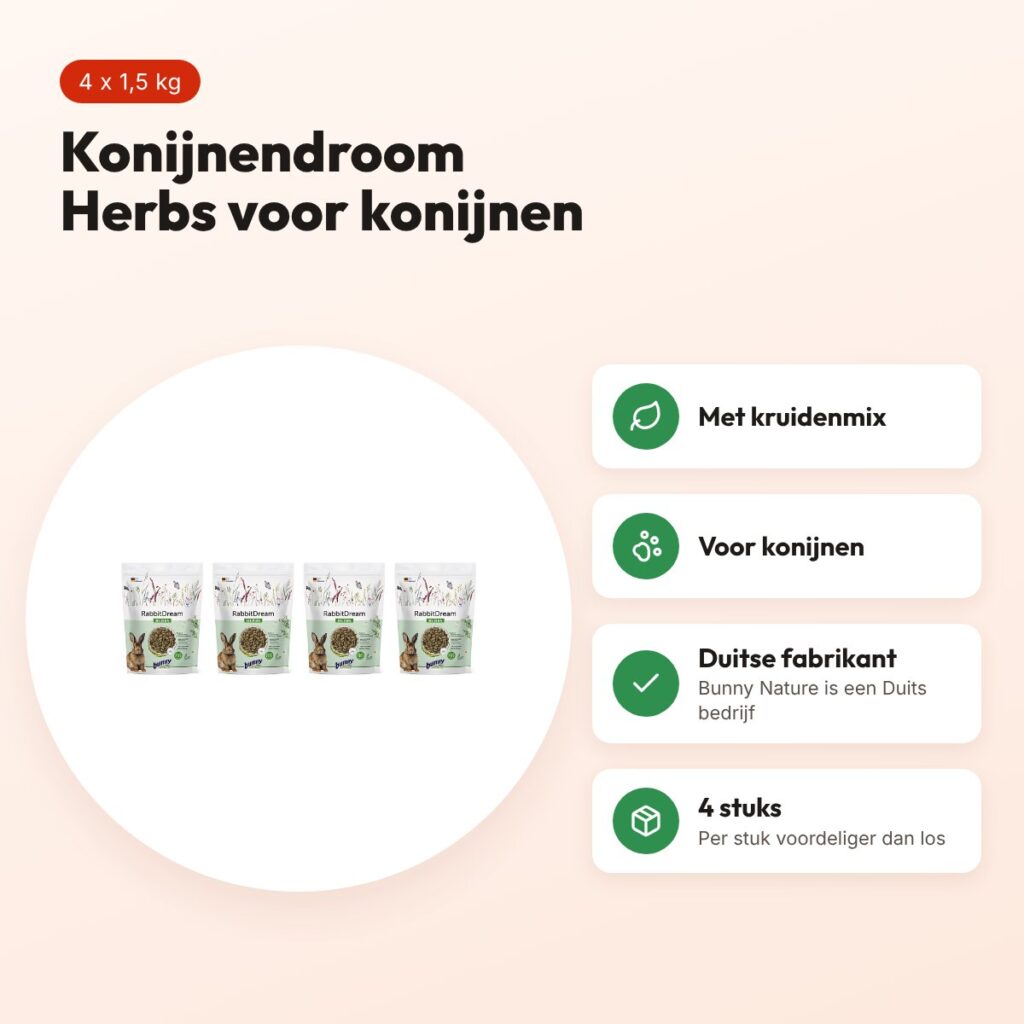 Bunny Nature Konijnendroom Herbs konijnenvoer 1,5 kg – multipack 4 stuks – voordelen
