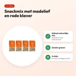 Bunny Nature Midi Mix madelief en rode klaver 120 g – multipack 4 stuks – voordelen