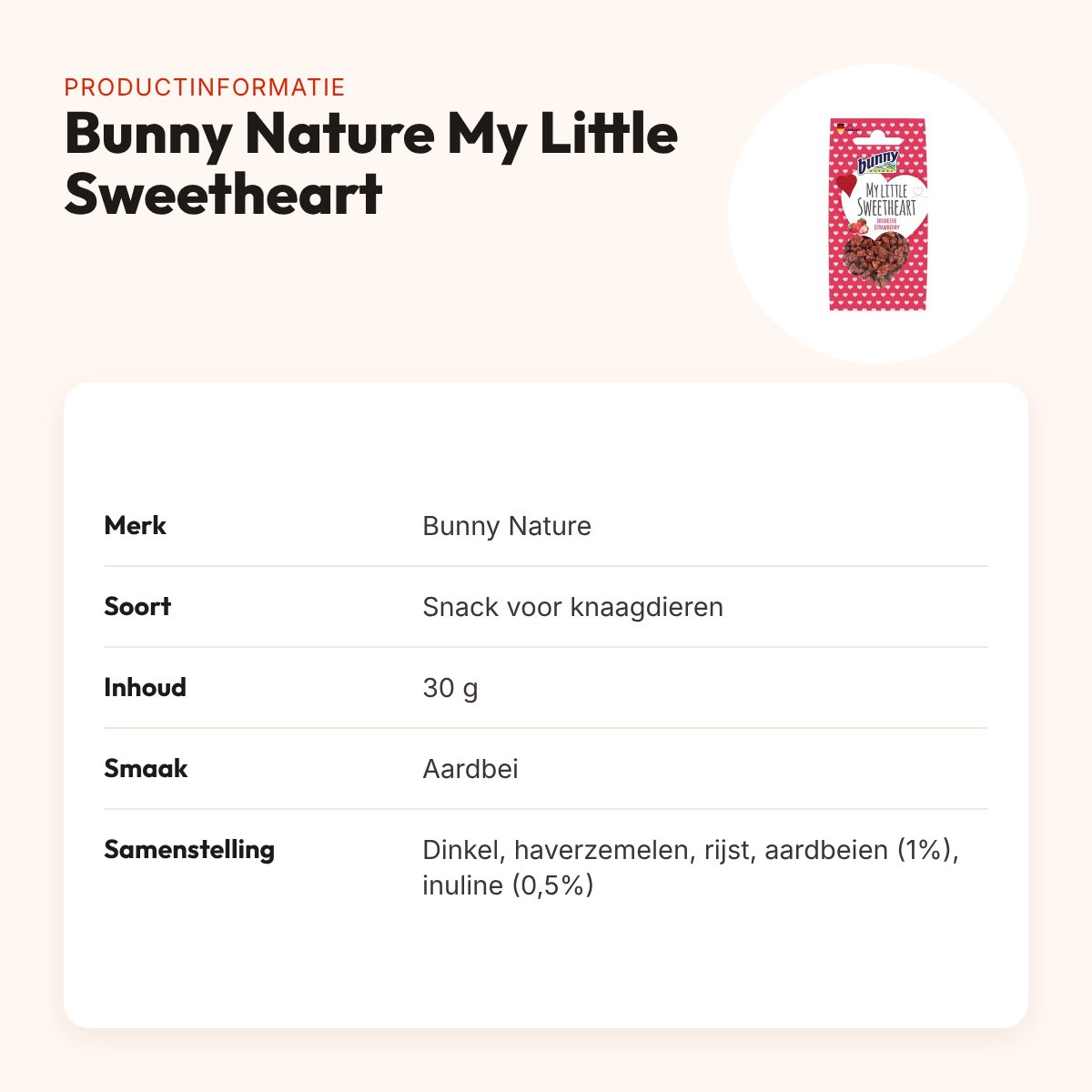 Bunny Nature My Little Sweetheart aardbei 30 g – knapperige snack – productinformatie