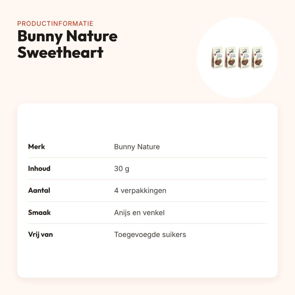 Bunny Nature My Little Sweetheart anijs en venkel 30 g – multipack 4 stuks – productinformatie