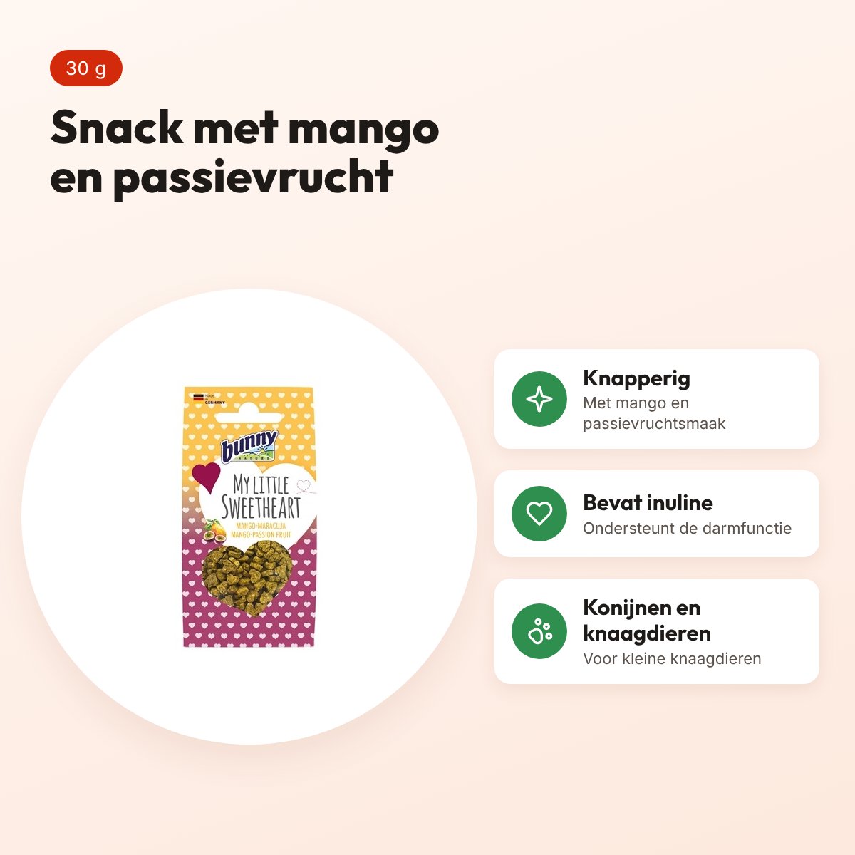 Bunny Nature My Little Sweetheart mango/passievrucht 30 g – snack – voordelen