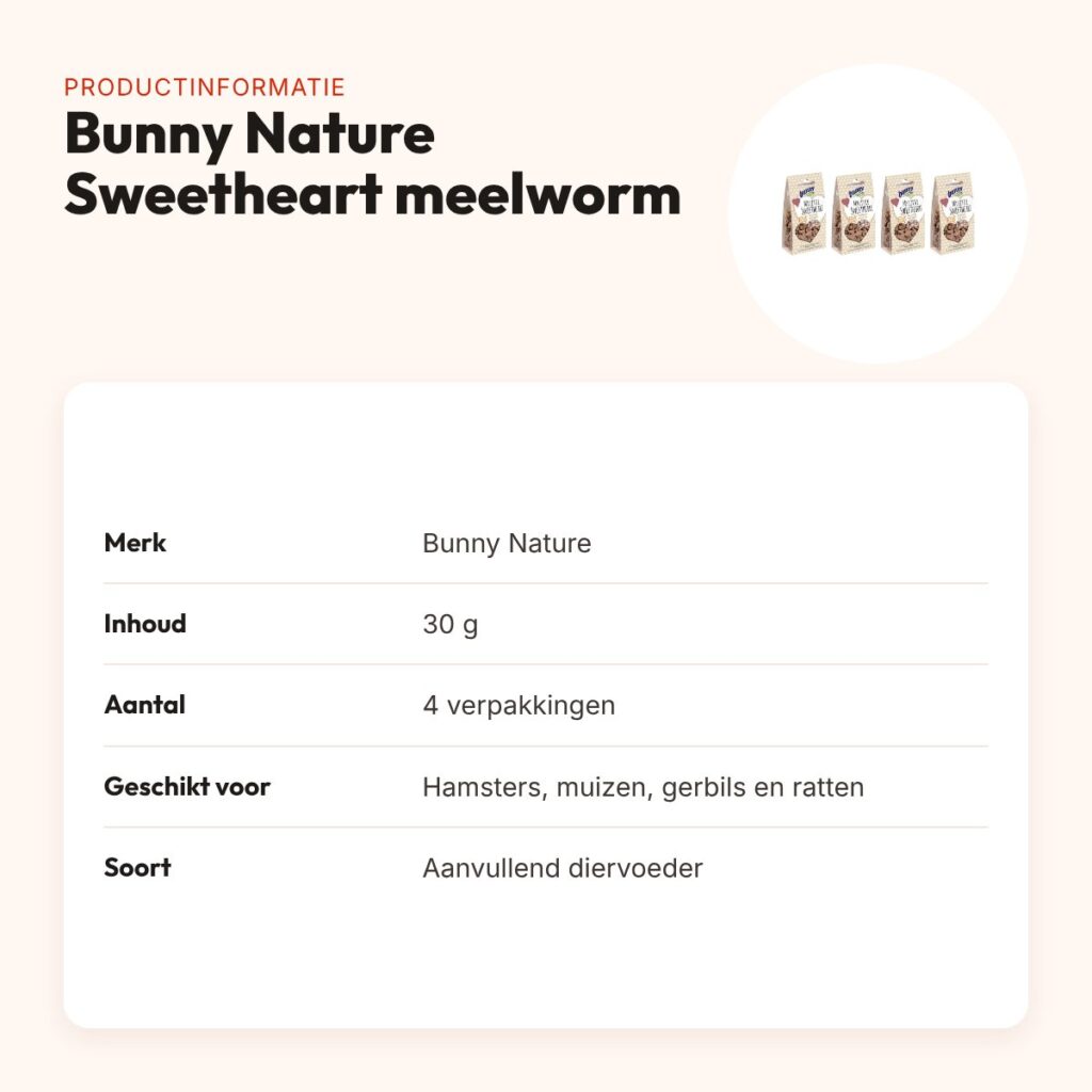Bunny Nature My Little Sweetheart meelworm 30 g – multipack 4 stuks – productinformatie