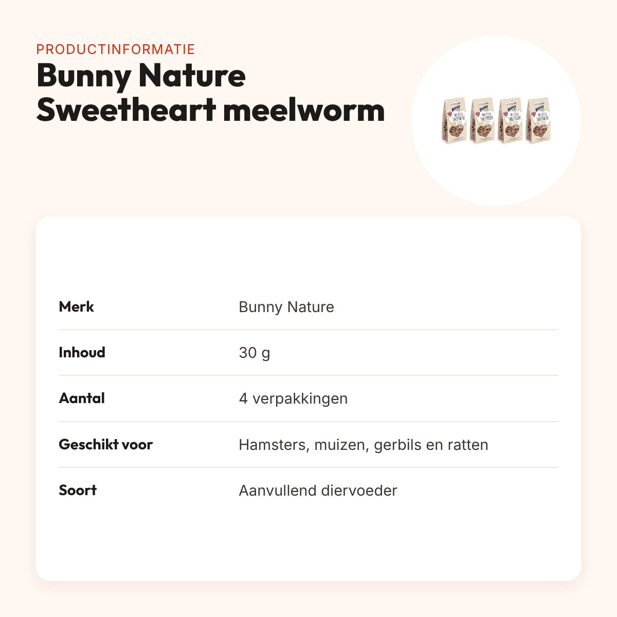 Bunny Nature My Little Sweetheart meelworm 30 g – multipack 4 stuks – productinformatie