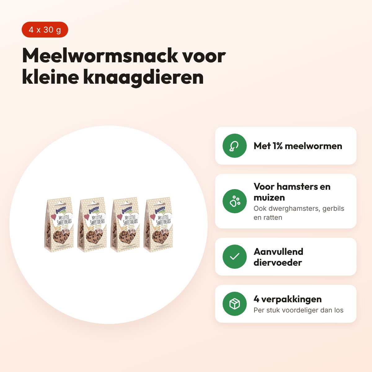Bunny Nature My Little Sweetheart meelworm 30 g – multipack 4 stuks – voordelen